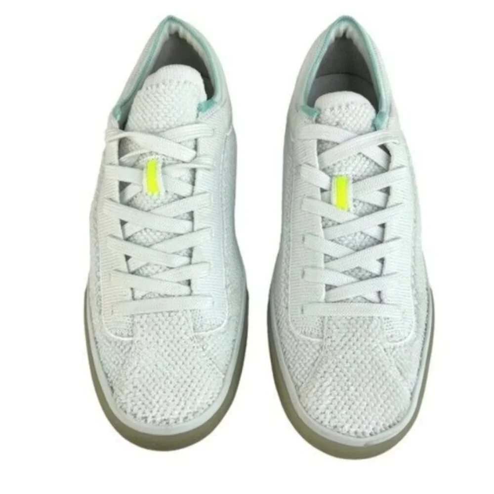 Rothys White Terry Sneakers Neon Accents